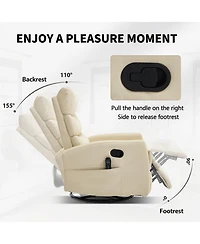 Sumyeg Recliner Chair with Heat Massage Manual Rocker and Swivel Fabric