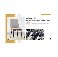 Streamdale Furniture Modern Light Gray/Brown Pu Leather Dining Chair - Set of 4