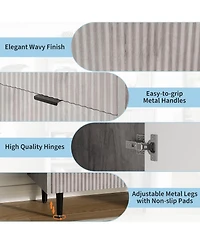 gaomon Fluted Sideboard Buffet Cabinet with 2 Drawers, Adjustable Shelves, Coffee Bar Storage Console