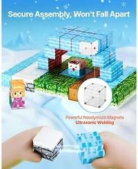 Mecale Magnetic Blocks, 150-Piece Glacier Castle Magnetic Cube Building Set for Kids Ages 3