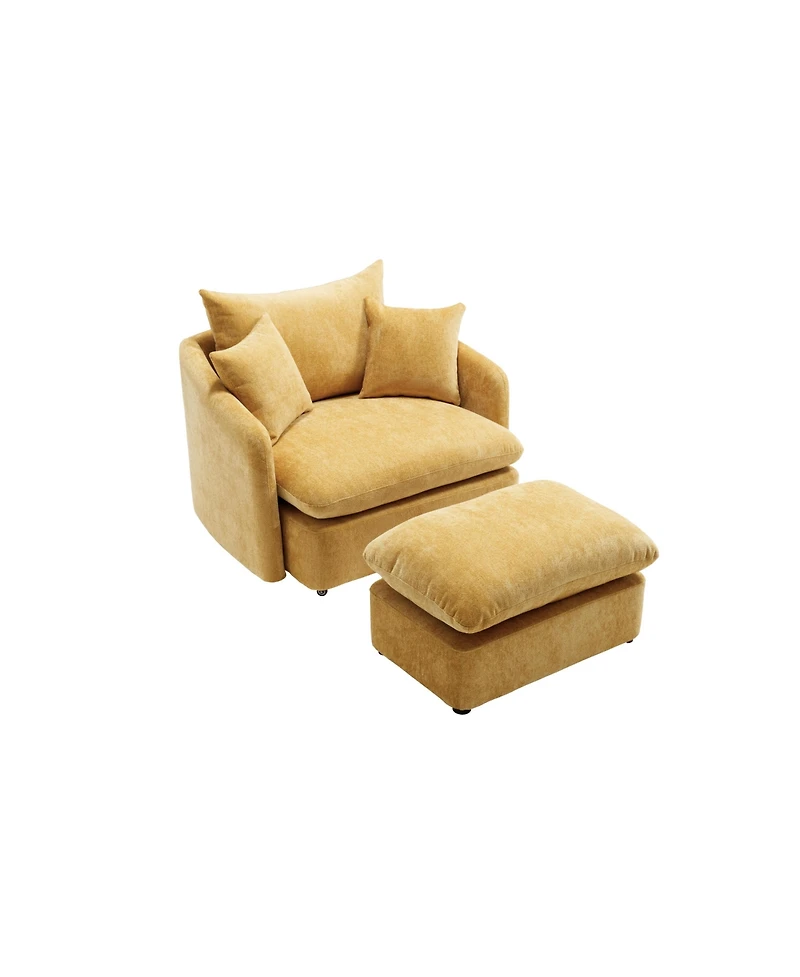 Streamdale Furniture Oversized Swivel Accent Chair with Ottoman & Pillows