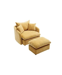Streamdale Furniture Oversized Swivel Accent Chair with Ottoman & Pillows