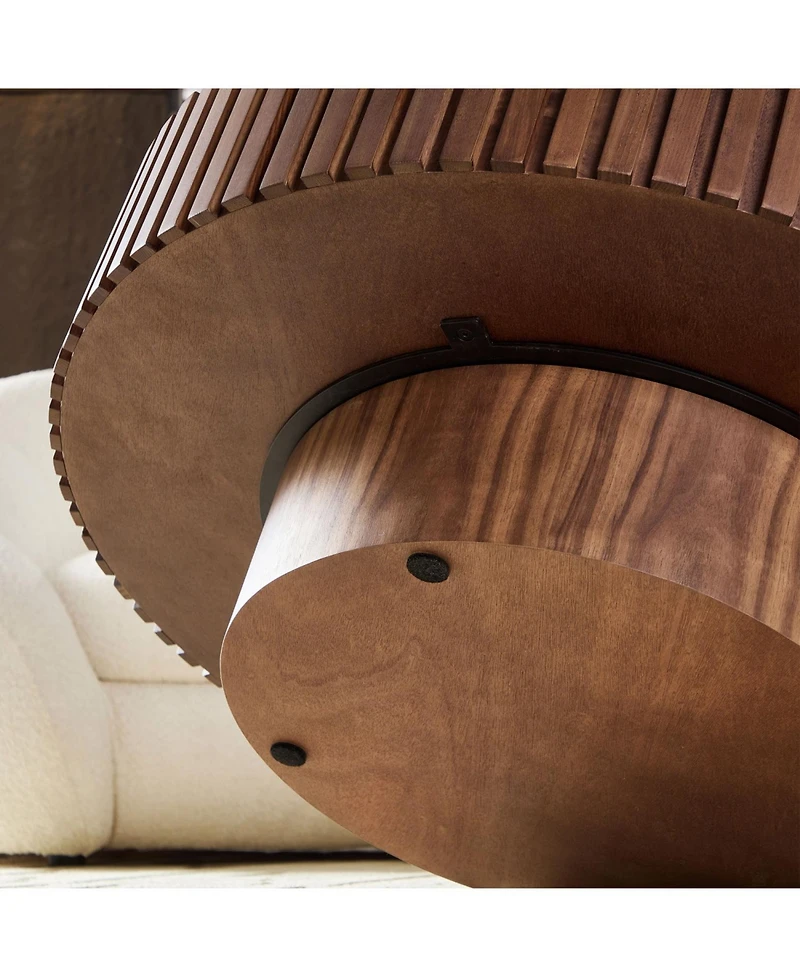 Streamdale Furniture Nesting Round Sintered Stone Coffee Table - Walnut