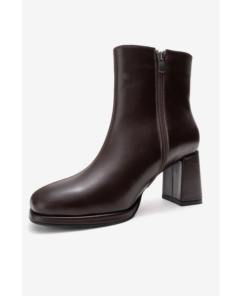 Forever & Always Women's Shoes Napoli Leather Block Heel Boot