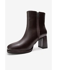 Forever & Always Women's Shoes Napoli Leather Block Heel Boot