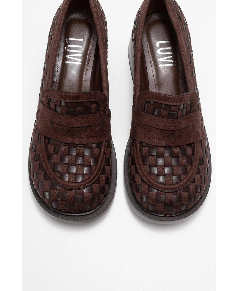 Prologue Shoes Marlon Woven Block Heel Loafer