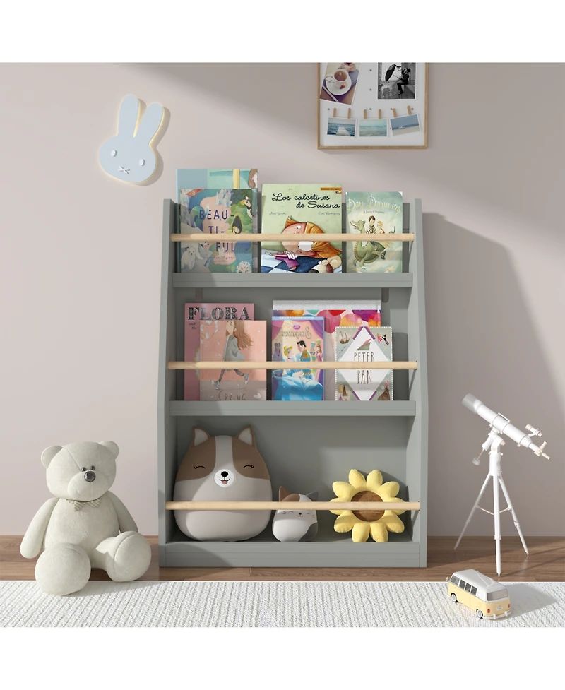 Streamdale Furniture + 3 Tier + Wood (or Mdf if applicable) + Gray Finish + Kids Bookshelf
