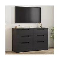 gaomon 6-Drawer Modern Wood Dresser Bedroom Double Chest Organizer with Embedded Handles Storage Cabinet for Living Room, Nursery