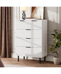 gaomon 5-Drawer Wave Fluted Engineered Wood Dresser, Metal Legs, Bedroom, Living Room, Entryway, Modern Style