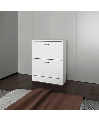 Fm Furniture Ozzy Shoe Cabinet, 2 Tilt-Out Doors, Slim Design