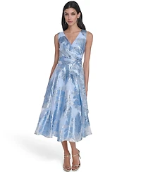 Eliza J Women's Wrap Front V-Neck Midi Dress