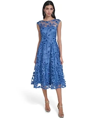 Eliza J Women's Illusion Boat Neck High-Low Dress