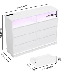 gaomon 6-Drawer Modern Wide Wood Dresser, Large Chest of Drawers with Wide Top for Bedroom, Closet, Living Room, Hallway