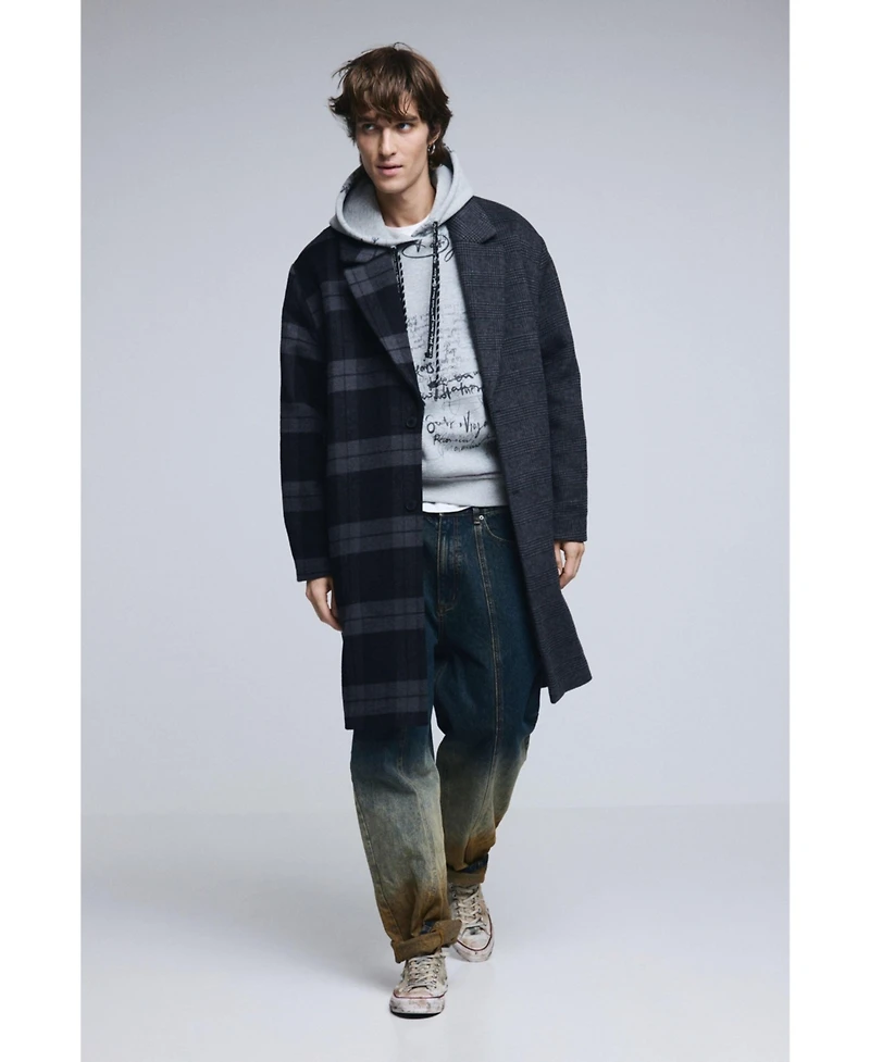 Desigual Men's Checkered bimaterial coat