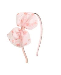 Sweet Wink Little and Big Girls Flocked Heart Valentine's Day Tulle Bow Headband