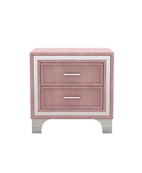 Streamdale Furniture Mid-Century Velvet Nightstand, Pink