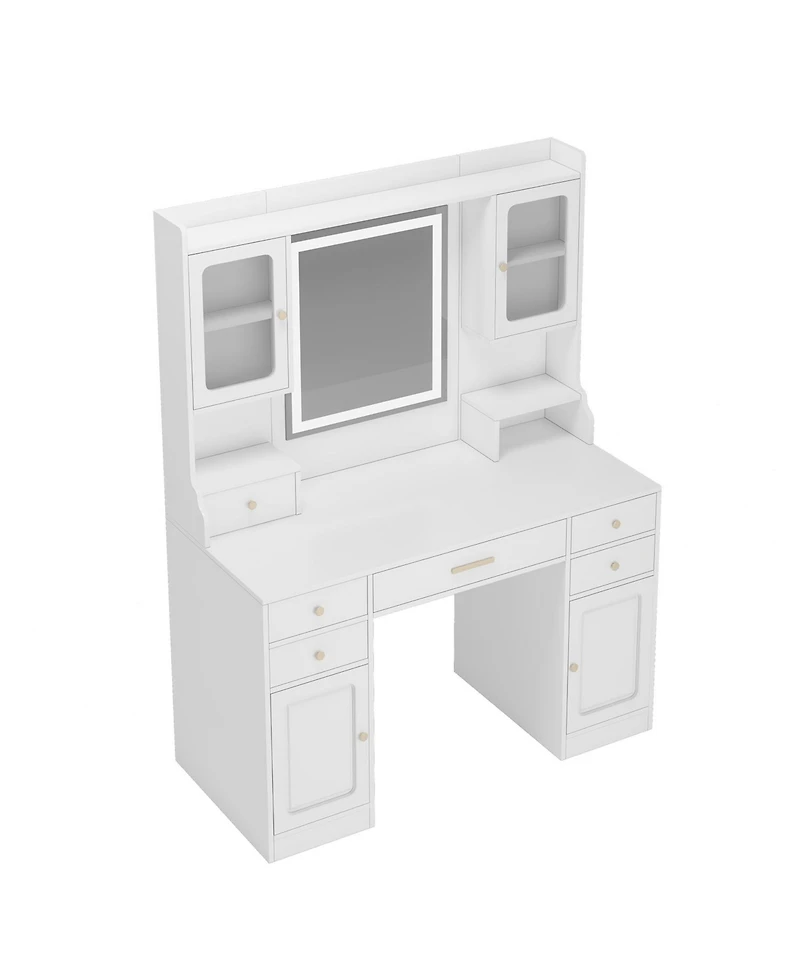 Streamdale Furniture Streamdale Vanity Table Set with Mirror, 6 Drawers & Shelves