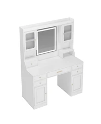 Streamdale Furniture Streamdale Vanity Table Set with Mirror, 6 Drawers & Shelves