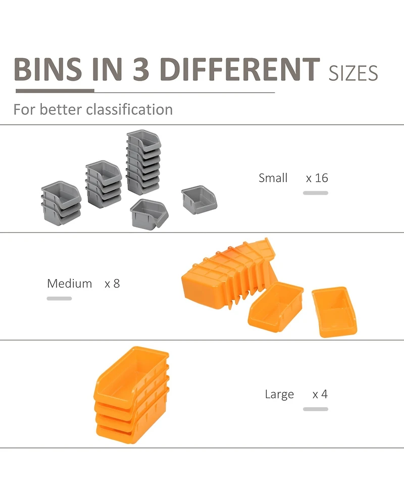 Durhand 44 Piece Wall Mounted Pegboard Tool Organizer Rack Kit,