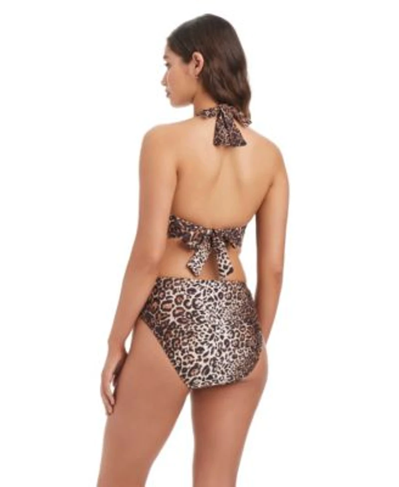 Bar Iii Womens Feline Fine Banded Sweetheart Halter Bra High Leg High Rise Swim Bottoms Macys Exclusive