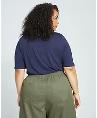 Universal Standard Plus Lily Liquid Jersey V-Neck Stovepipe Tee