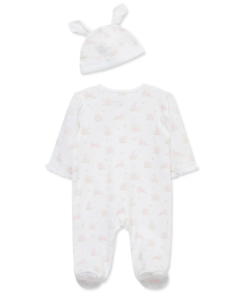 Little Me Baby Girls' My 1st Easter Round Neck Footie and Hat