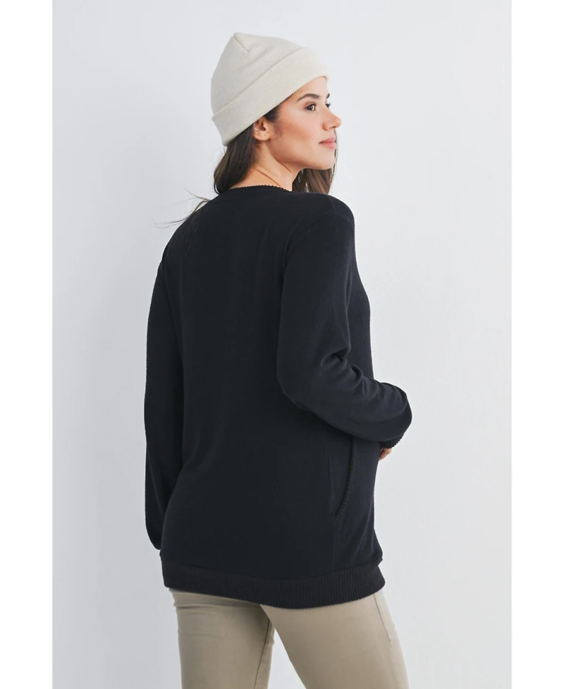 Hello Miz Maternity Casual V Neck Long Sleeve Pullover Top