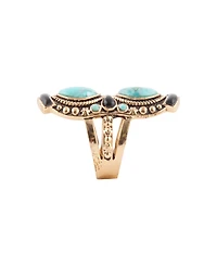 Barse Double Up Blue Turquoise and Black Onyx Golden Ring