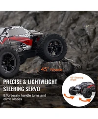 Mecale Rc Car 1:10, 4WD Off-Road Monster Truck 38 km/h with 45° Wheelie & 2 Batteries, High-Speed Racing Toy for Kids 8+, IPX4