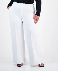 Bar Iii Trendy Plus Size High-Rise Wide-Leg Ponte-Knit Pants, Created for Macy's