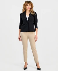 Anne Klein Essentials Petite Ponte-Knit Scrunch-Sleeve Blazer