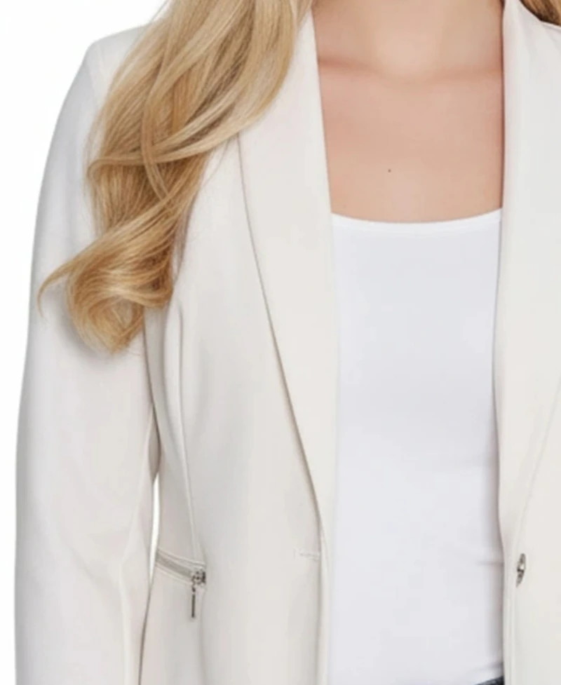 Ny Collection Petite Cropped Long Sleeve Crepe Jacket