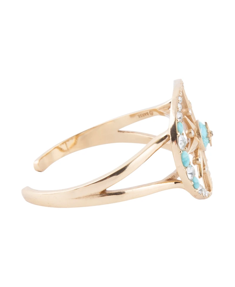 Barse Celestial Blue Turquoise Golden Cuff Bracelet