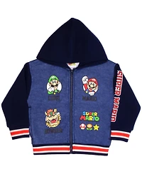 Mario Little Boys Super Hooded Fleece Varsity Jacket