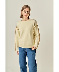 English Factory Women's Stitch Detailed Crew Neck Knit