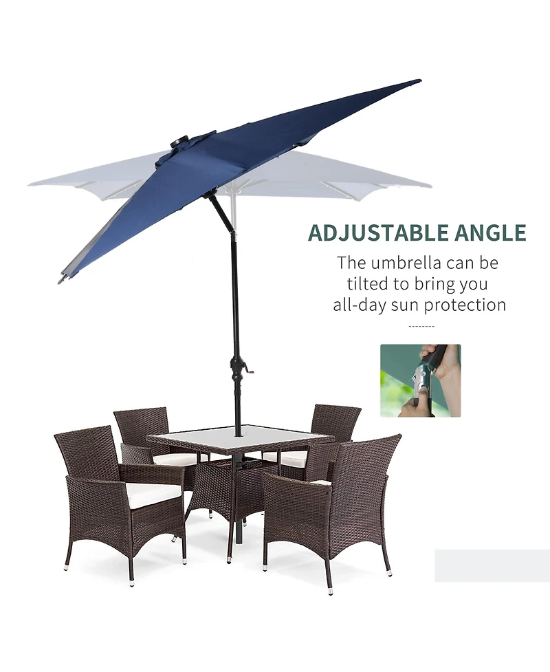 Outsunny 9' x 7' Solar Umbrella, Patio Umbrella with Led