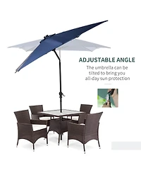 Outsunny 9' x 7' Solar Umbrella, Patio Umbrella with Led