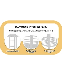 Streamdale Furniture Streamdale Multi-Functional Square Tube Iron Bunk Bed, Full Over Full, White