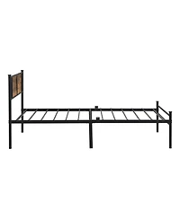 Streamdale Furniture Twin Xl Size metal bedframe, Headboard with wood panel decoration