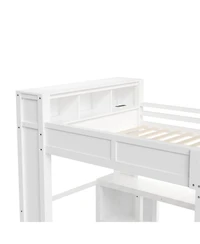 Streamdale Furniture Wooden Queen Loft Bed with Wardrobe, Desk, Storage Headboard