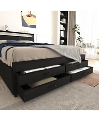 Streamdale Furniture Streamdale Full Size Bed Frame with 8 Storage Drawers & Led Headboard