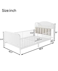 Streamdale Furniture Streamdale Twin Metal Platform Bed with Upholstered Storage Headboard, White