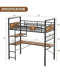 gaomon L-Shaped Loft Bunk Bed with Computer Desk, Easy Assembly, Ideal for Kids Teens Adults