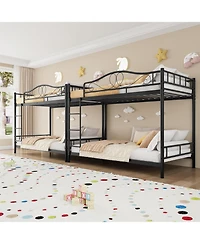 gaomon Twin Over Metal Bunk Bed with Ladder, Guardrails, 400 lbs Capacity, Space-Saving No-Noise Design