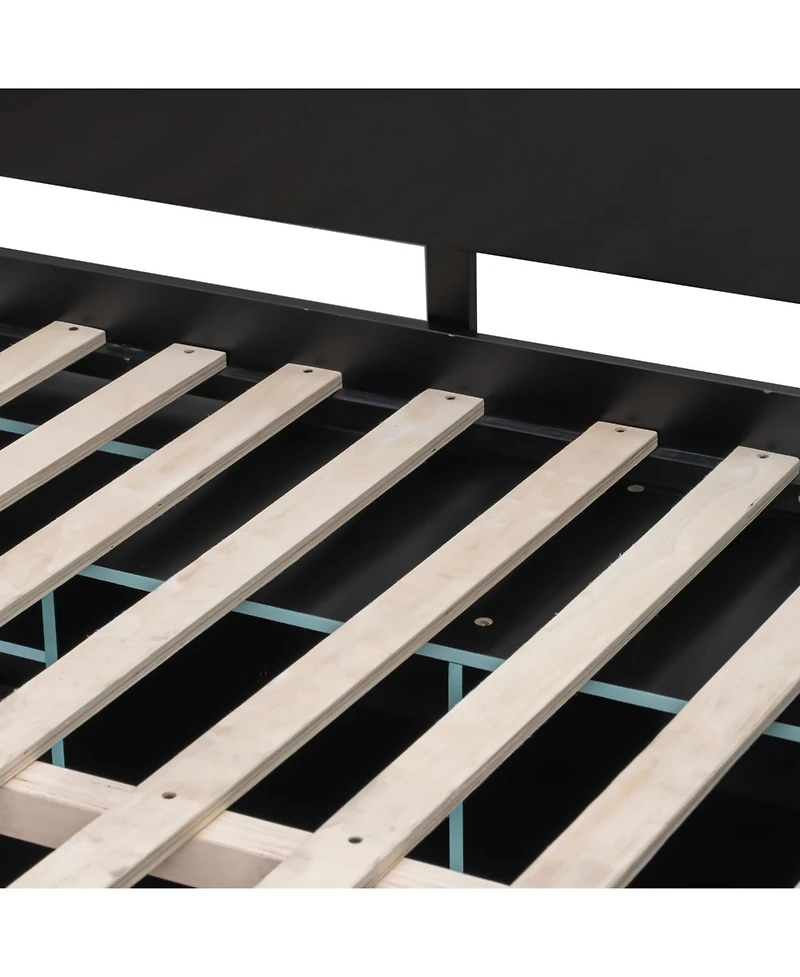 Streamdale Furniture Full Wood Loft Bed with Desk, Wardrobe, Storage & Rgb Lights