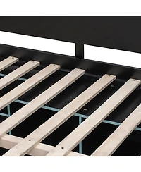 Streamdale Furniture Full Wood Loft Bed with Desk, Wardrobe, Storage & Rgb Lights