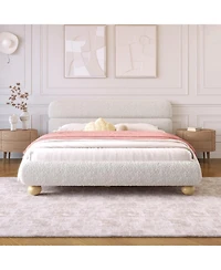 Streamdale Furniture Contemporary White Teddy Fleece Upholstered Bed, Queen Size