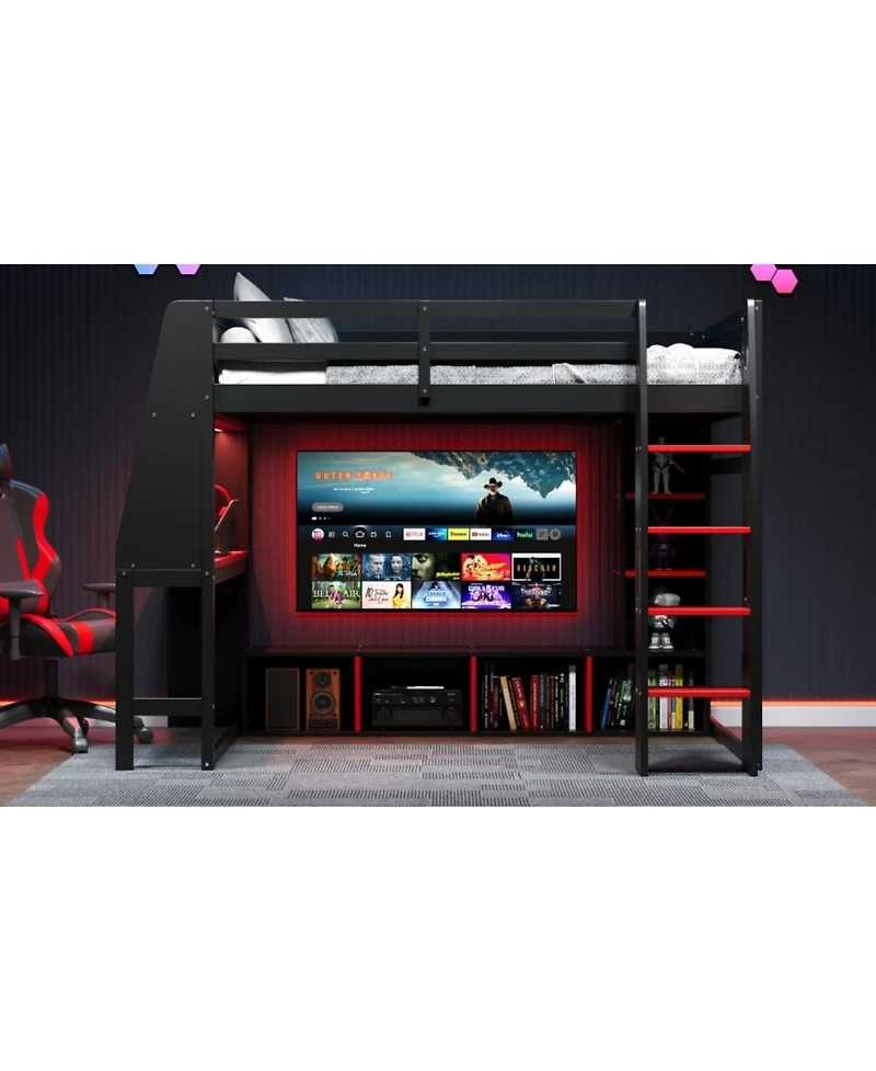 Streamdale Furniture Streamdale Twin Gaming Loft Bed with Desk & Storage