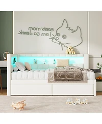 Streamdale Furniture Twin Platform Bed w/ Usb & Led 2 Drawers