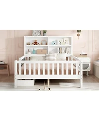 Streamdale Furniture Full Platform Bed with Chalkboard, Storage, Shelves